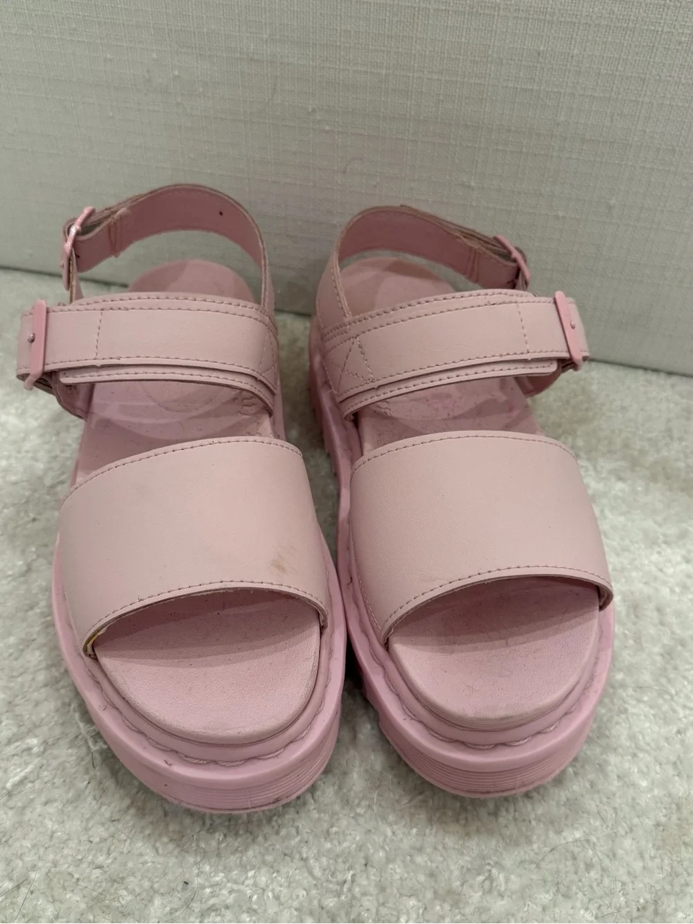 Dr. Martens Pink Platform Sandals with Buckle Straps